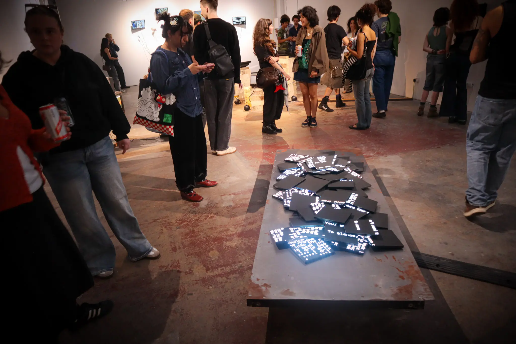 LED panels lit up in a gallery setting