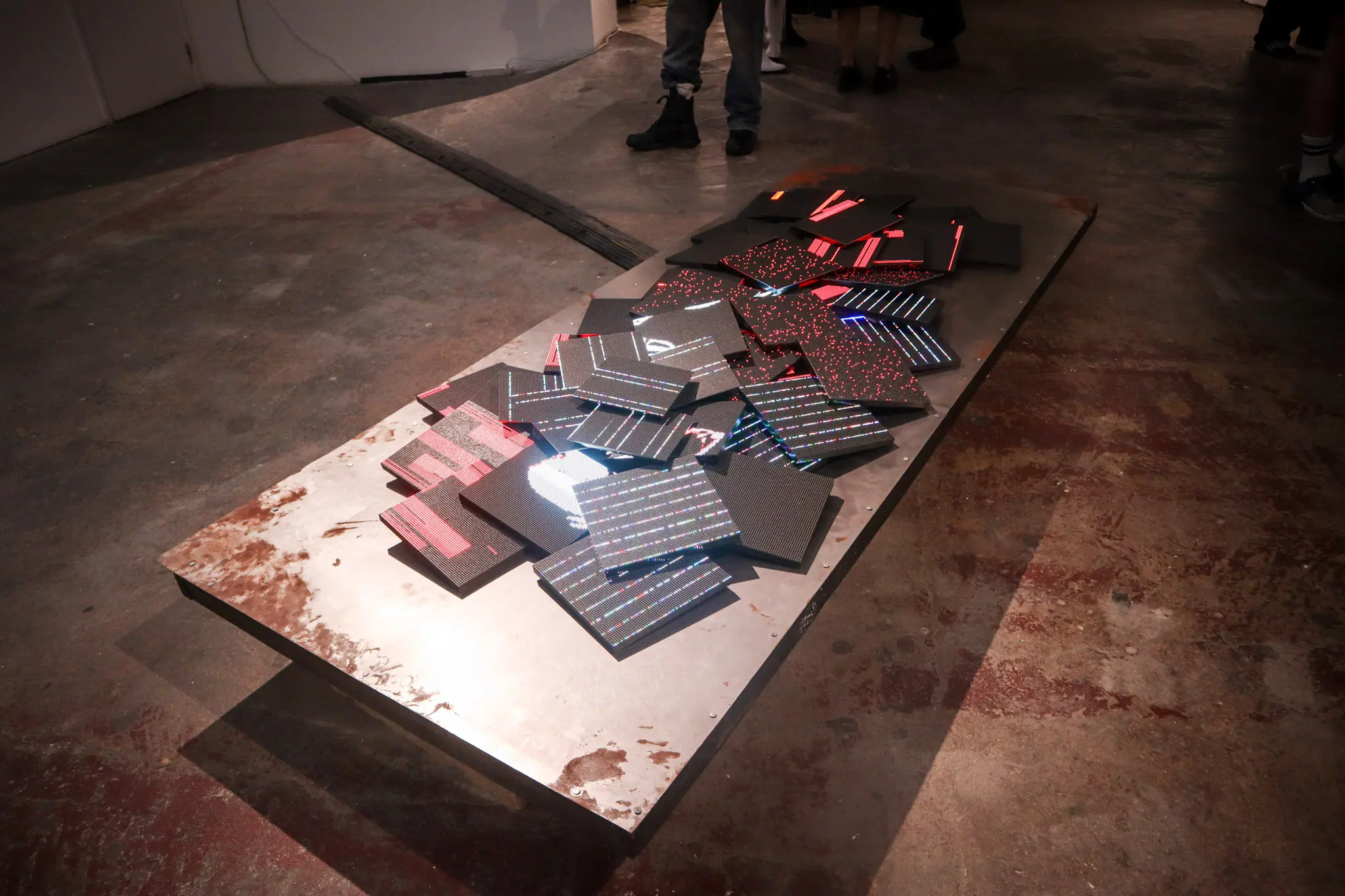 LED panels lit up in a gallery setting