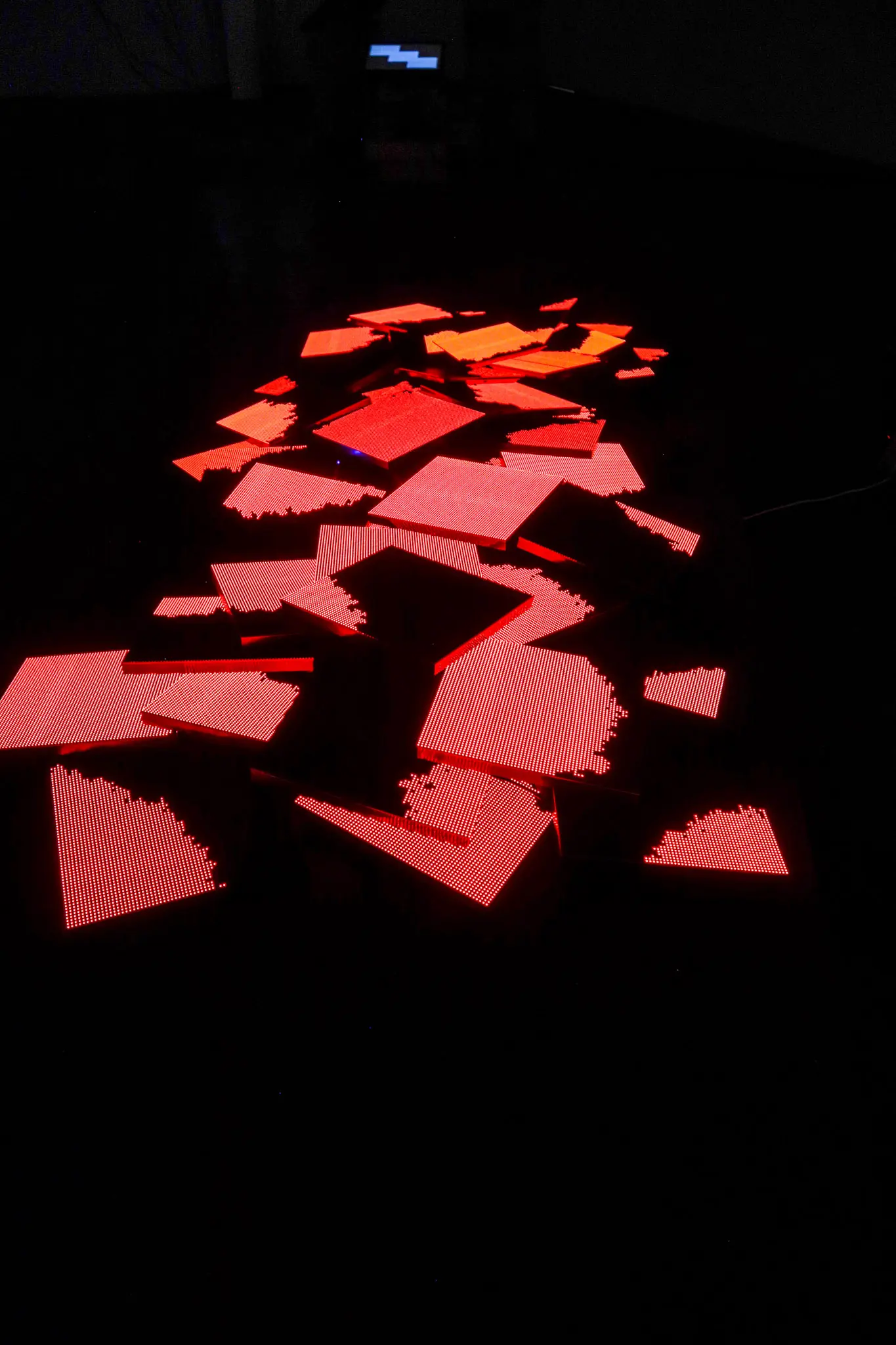LED panels lit up in a gallery setting