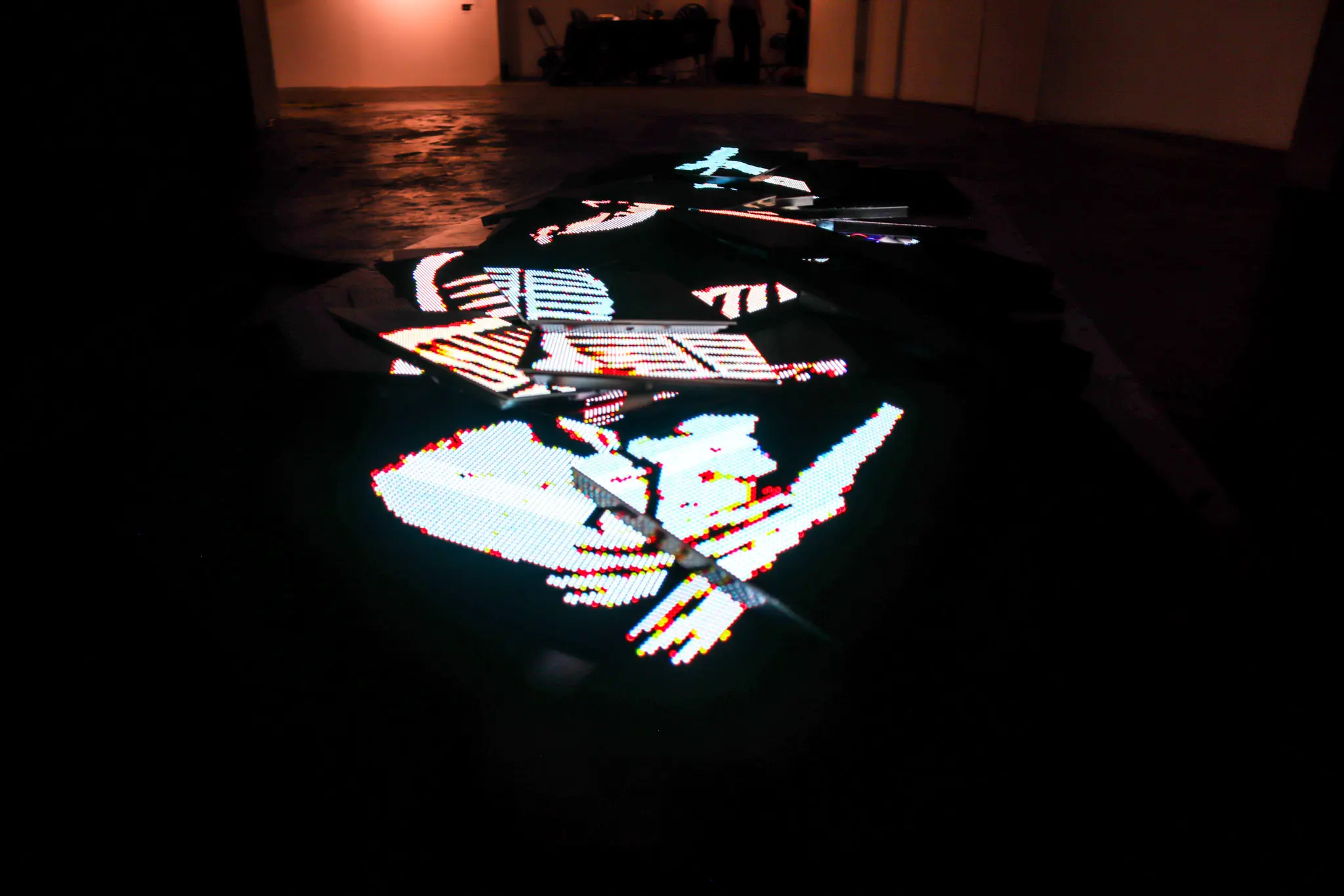 LED panels lit up in a gallery setting