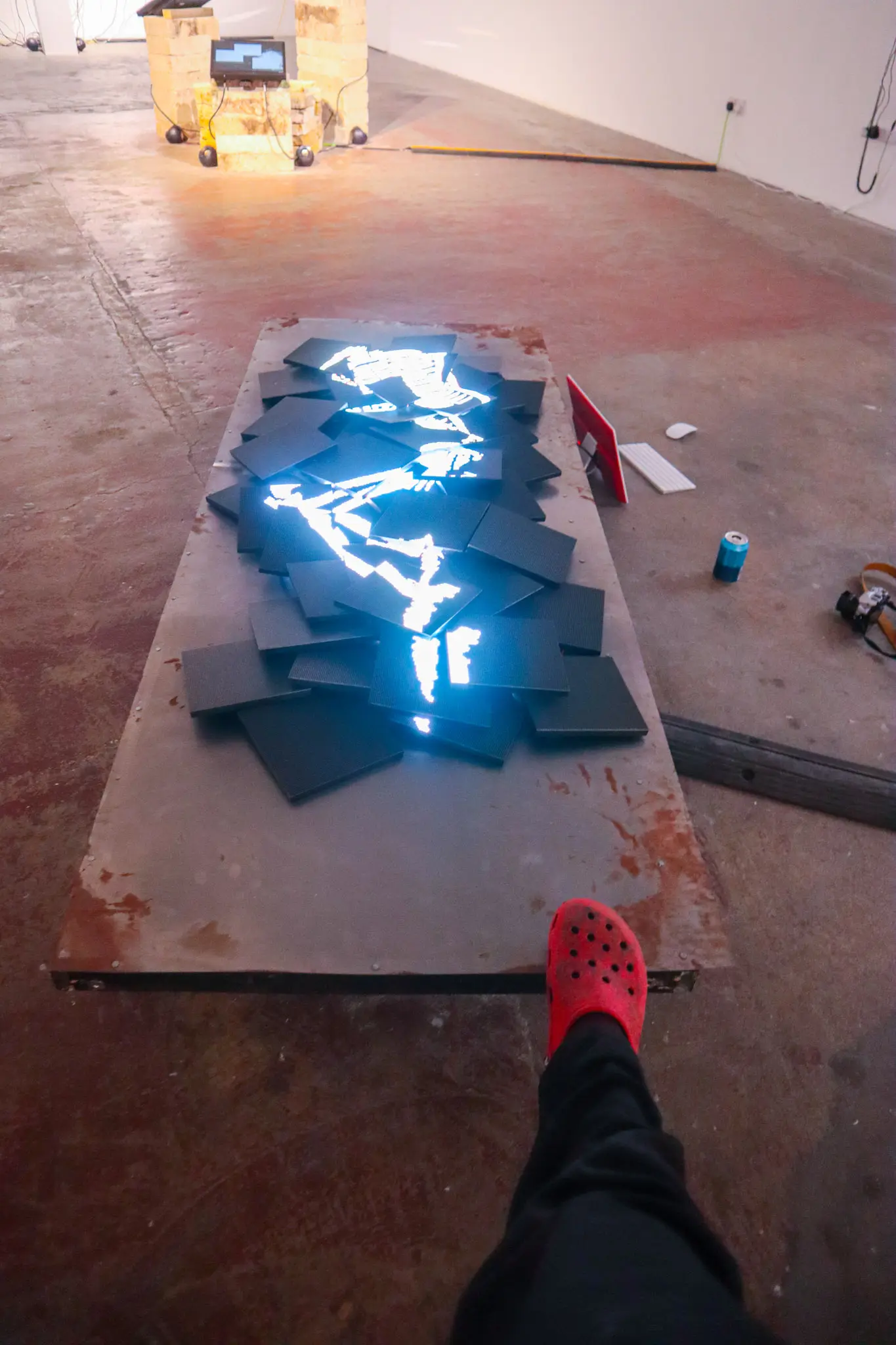 LED panels lit up in a gallery setting