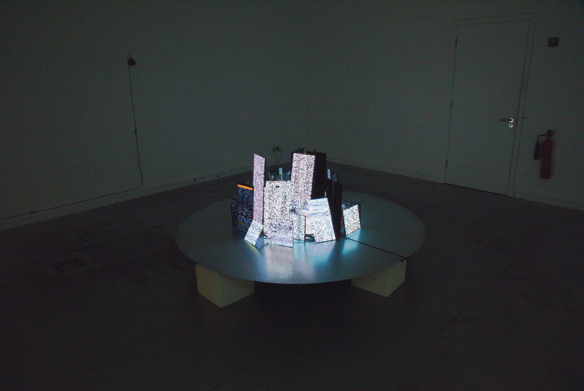 LED panels lit up in a gallery setting