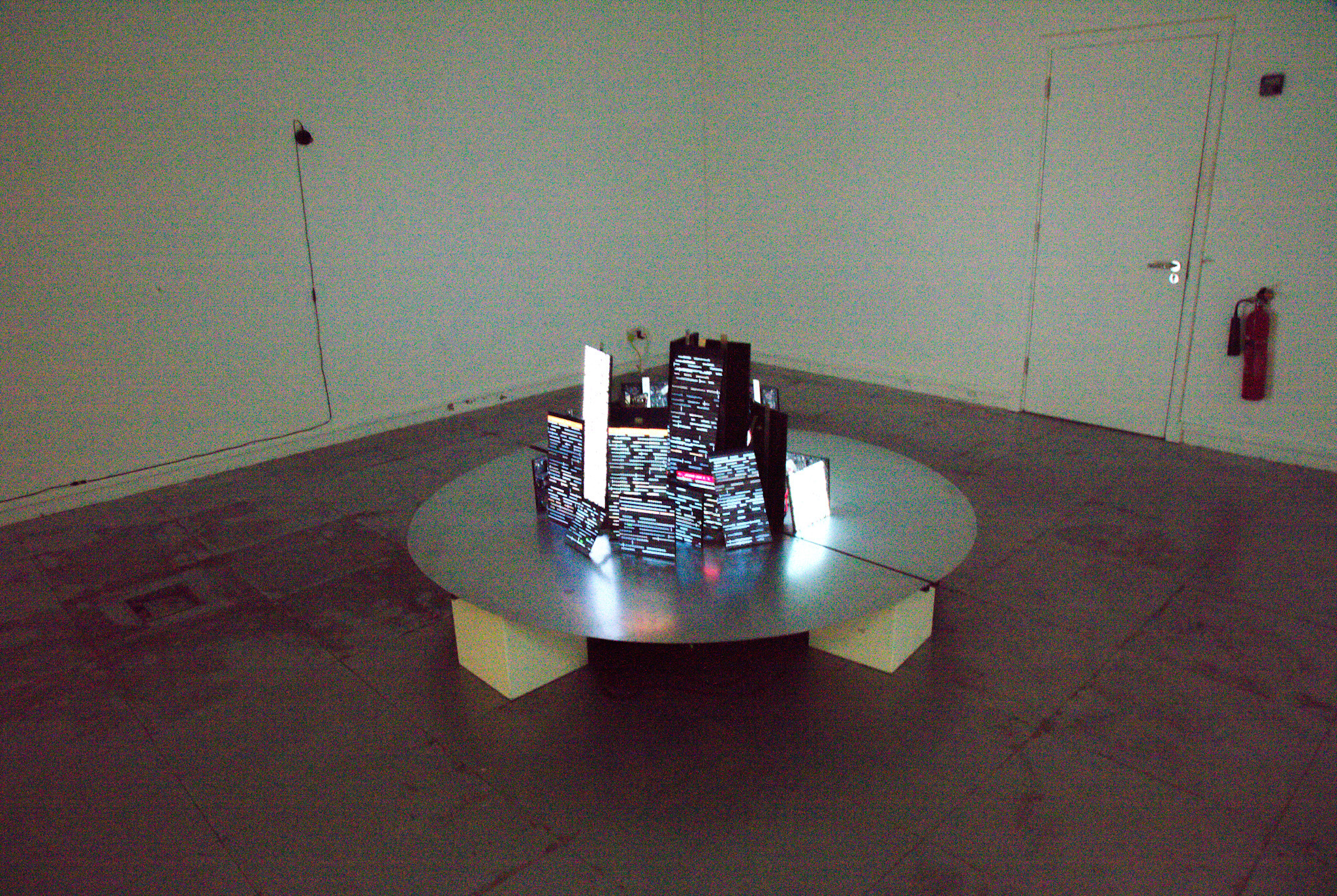 LED panels lit up in a gallery setting