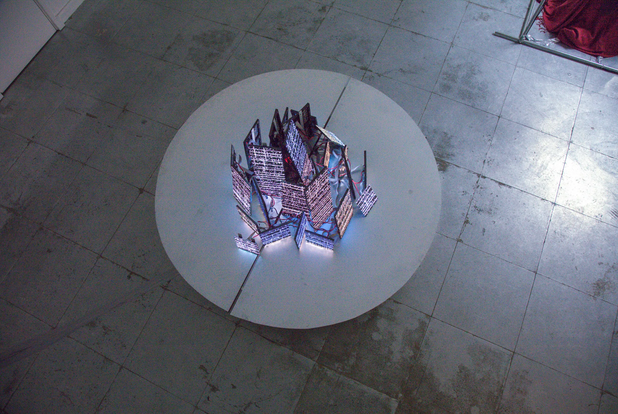 LED panels lit up in a gallery setting