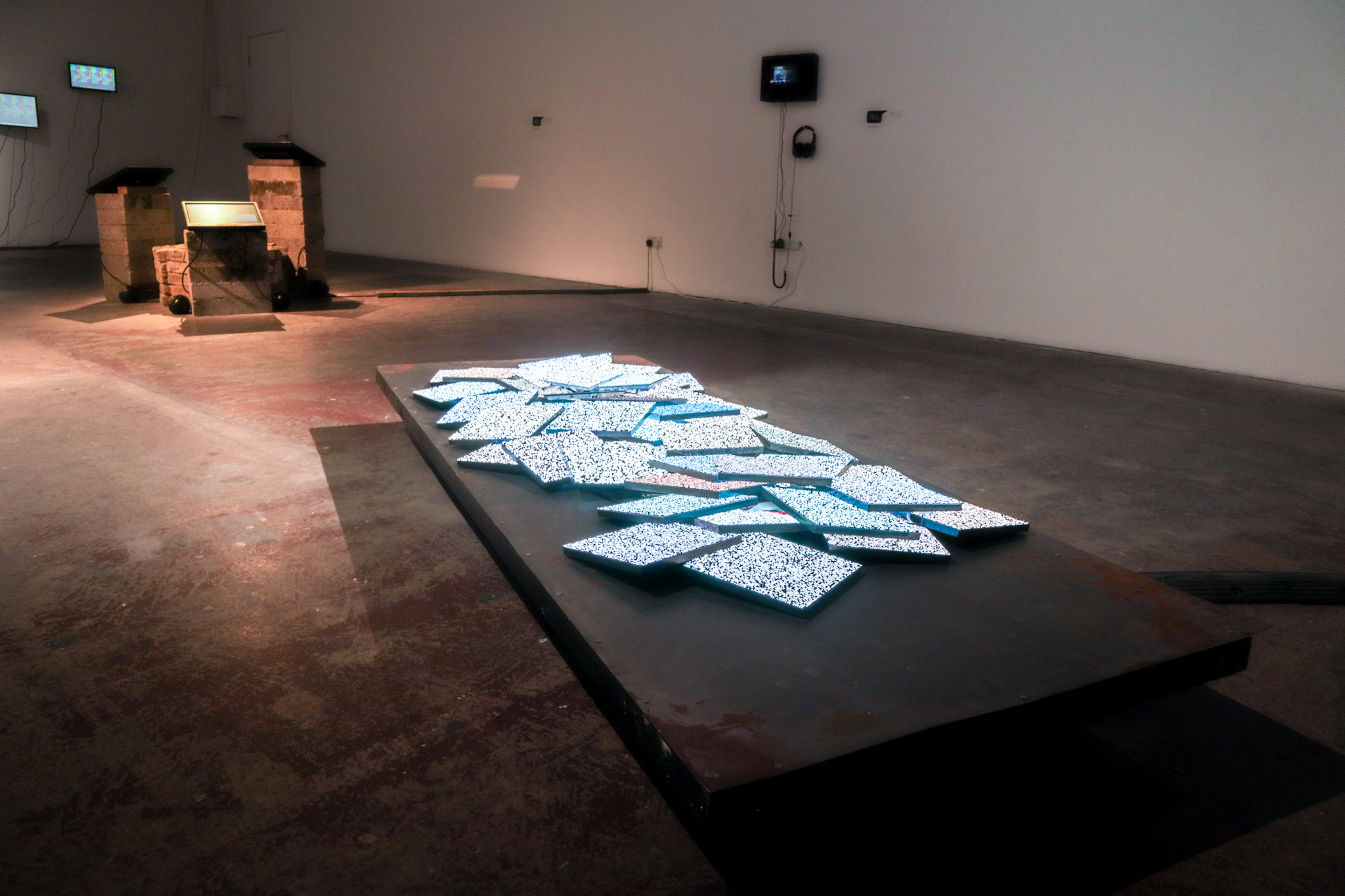 LED panels lit up in a gallery setting
